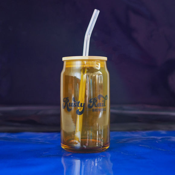 Amber Glass with Bamboo Lid