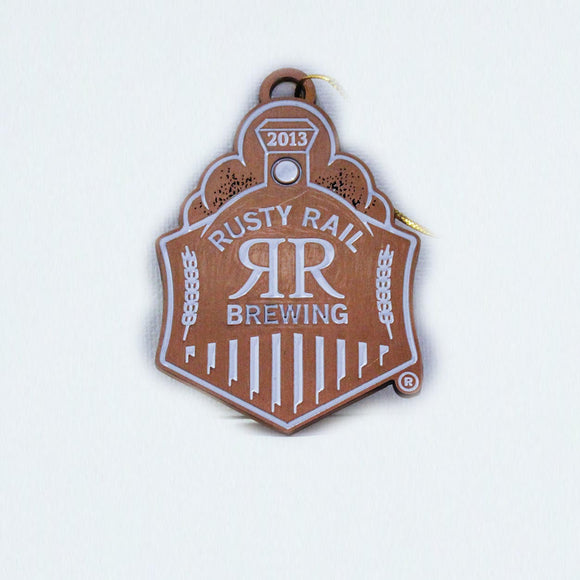 Brass Metal Rusty Rail Logo Ornament